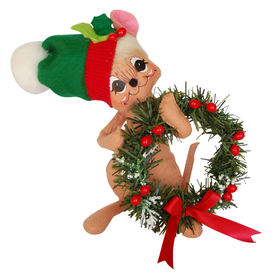 8in Holly Berry Wreath Mouse