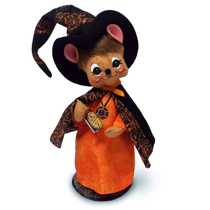 8in Orange Swirl Witch Mouse