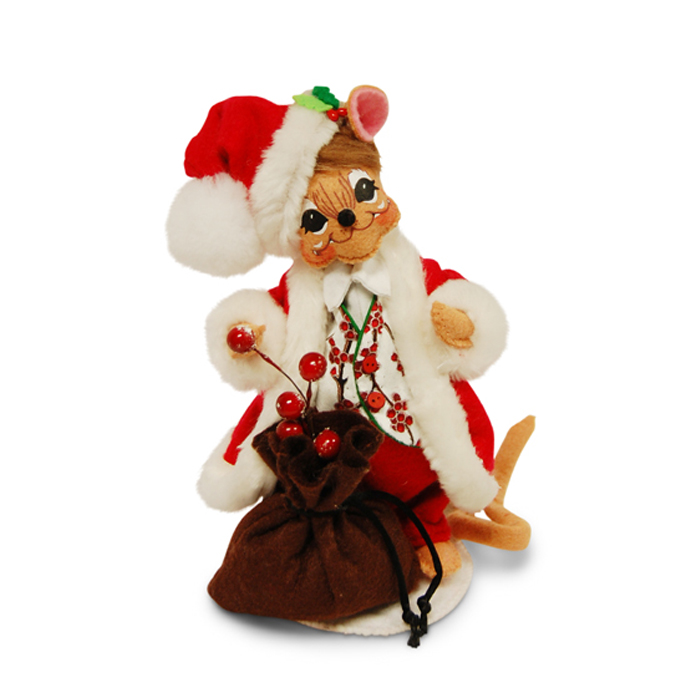 6 inch winter berry santa mouse