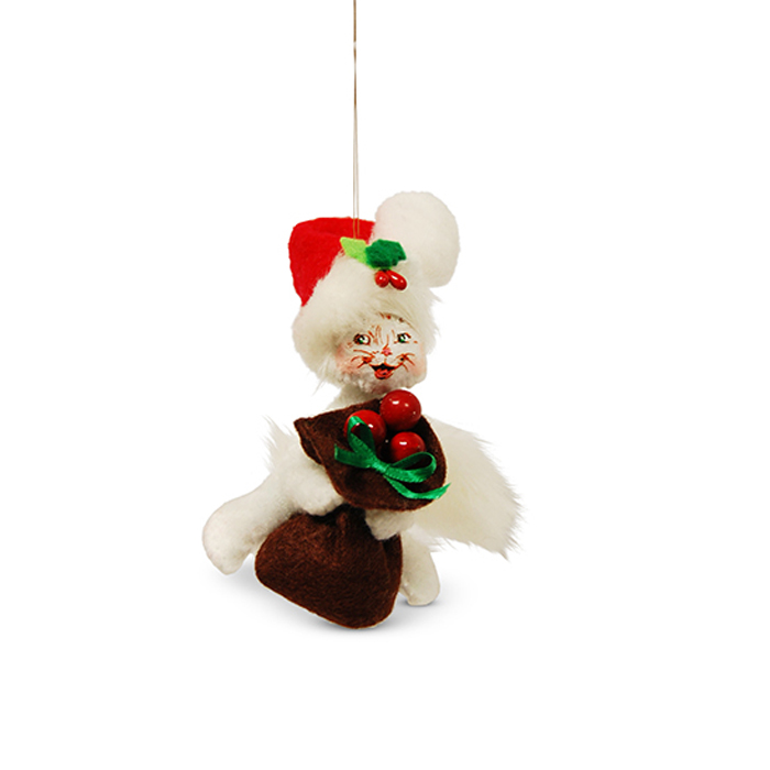 3 inch winter berry kitty ornament