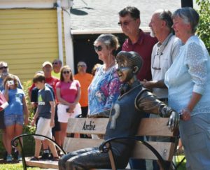 archie statue unveiling in meredith nh
