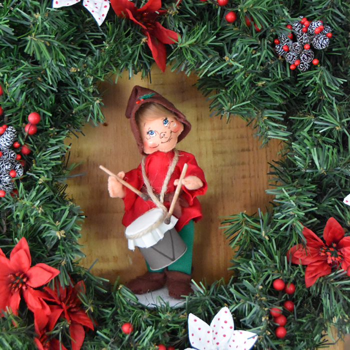 7 inch little drummer boy in wreath
