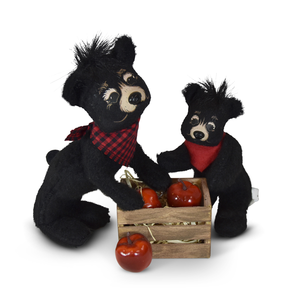 black bears with crate of apples