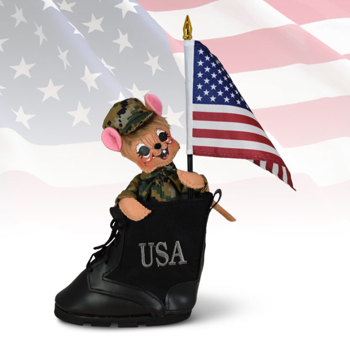 253919 6in Military Mouse with American Flag