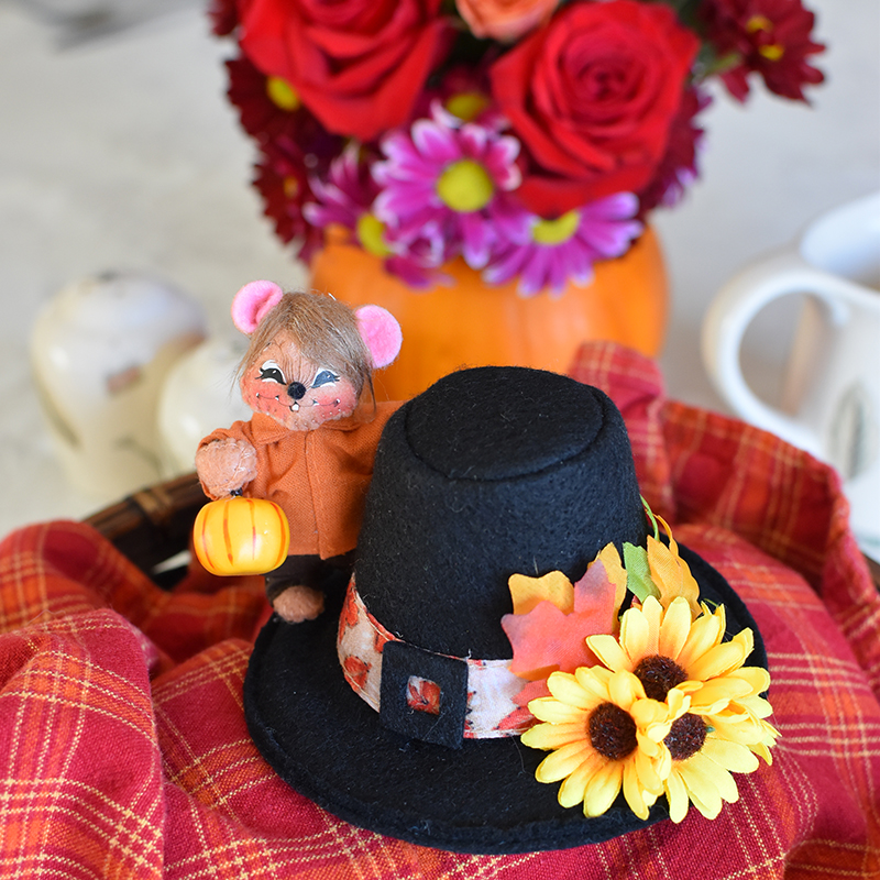 Annalee Thanksgiving Pilgrim Hat Centerpiece with Mouse #351210 Fall Decor NEW 