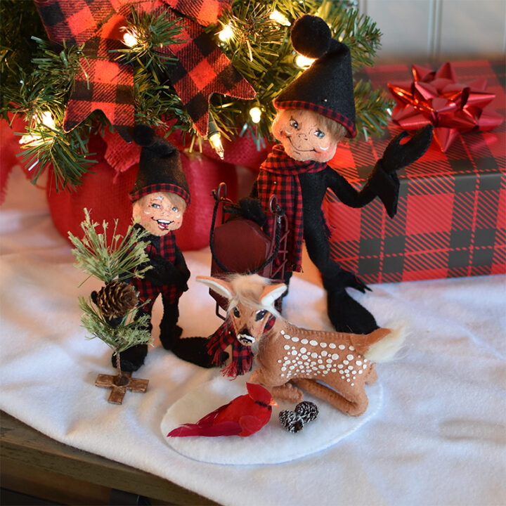 9in Winter Woods Elf with Sled - Annalee Dolls