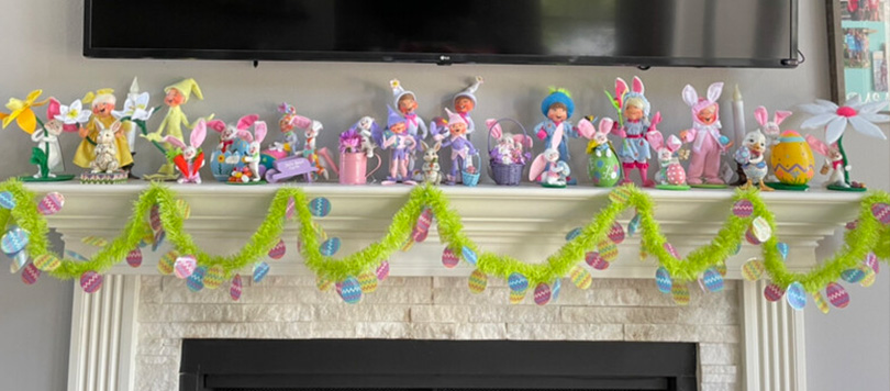 Easter Mantle with Annalee Dolls