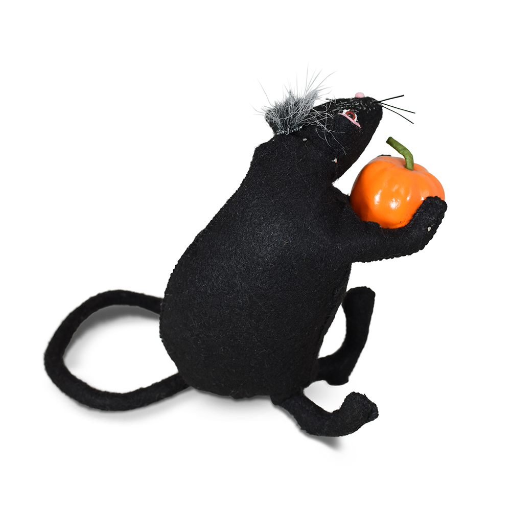 6in Black Rat with Pumpkin-back