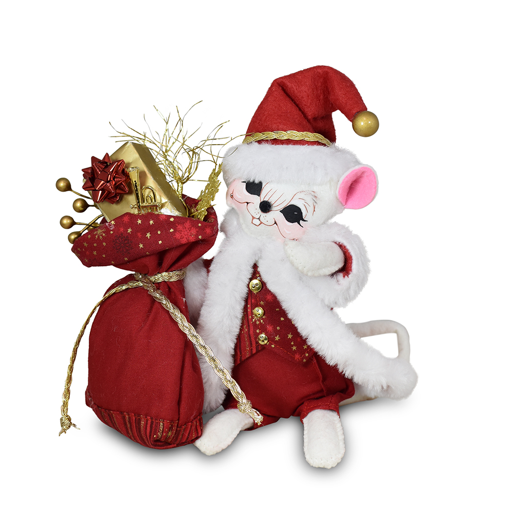 610826 6in Crimson & Gold Santa Mouse