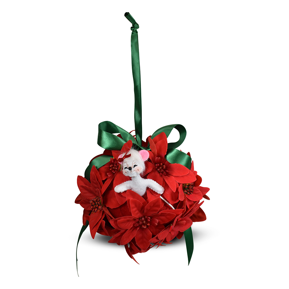 660226 7in Poinsettia Kissing Ball Mouse