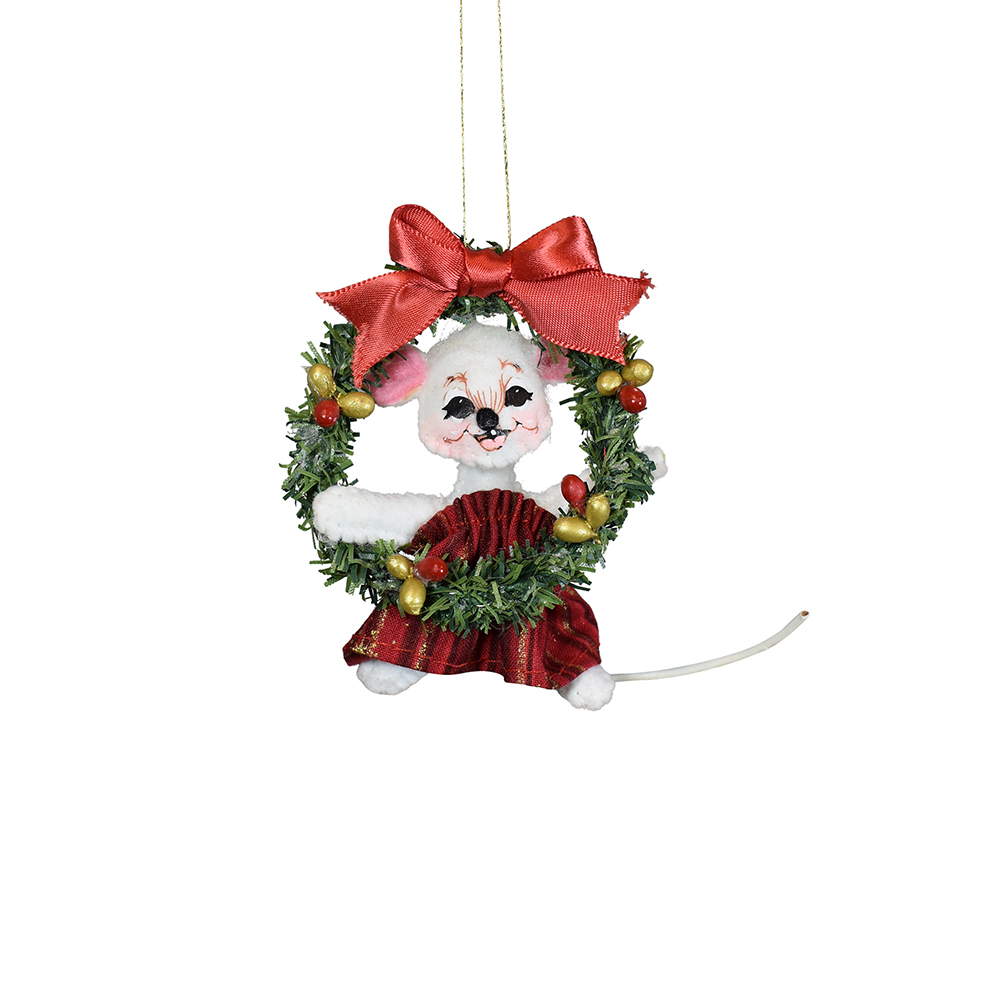 710326 3in Crimson & Gold Wreath Mouse