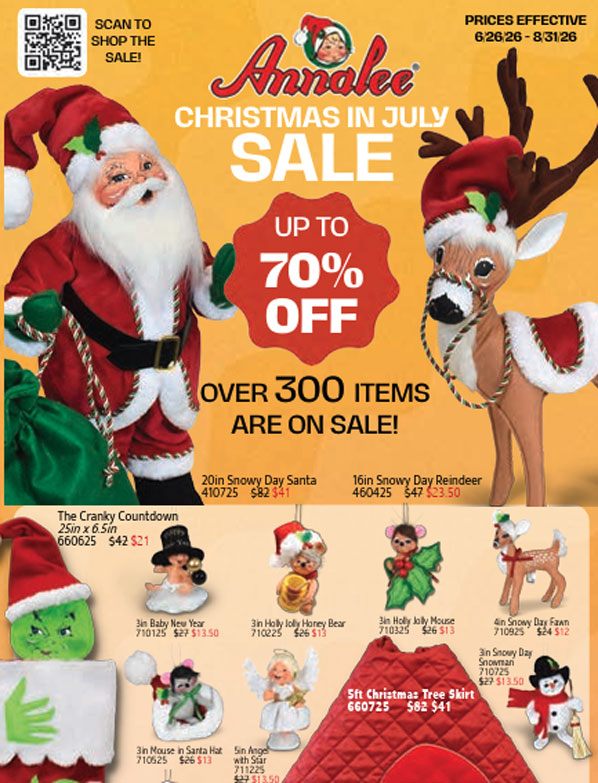 2026 Christmas in July Flyer | Up to 70% Off - Annalee Dolls